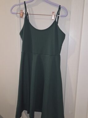 & Other Stories Deep Green Spaghetti Strap Mini Dress